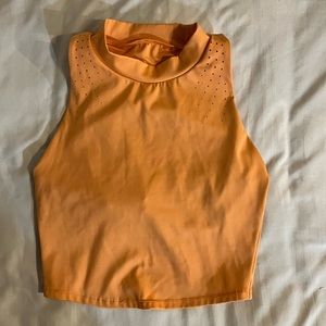 Orange Cropped Built In Bra w/ Padding Tank